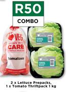 2 x Lettuce Prepacks & 1 x Tomato Thriftpack 1Kg Combo