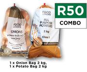 1 x Onion Bag 2Kg & 1 x Potato Bag 2Kg Combo