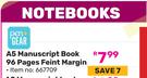 Pen+ Gear A5 Manuscript Book 96 PAges (Feint Margin) 667709