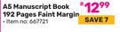 Pen+ Gear A5 Manuscript Book 192 Pages (Feint Margin) 667721
