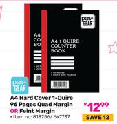 Pen+ Gear A4 Hard Cover 1-Quire 96 Pages (Quad Margin Or Feint Margin)-Each