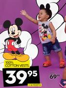 Mickey 100% Cotton Vests 3-36 Months
