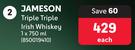 Jameson Triple Triple Irish Whisky-750ml Each