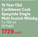Balvenie 14 Year Old Caribbean Cask Speyside Single Malt Scotch Whisky-750ml Each