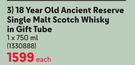 Glenfiddich 18 Year Old Ancient Reserve Single Malt Scotch Whisky In Gift Tube-750ml Each