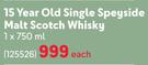 The Glenlivet 15 Year Old Single Speyside Malt Scotch Whisky-750ml Each