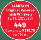 Jameson Original Reserve Irish Whisky-1 x 1L