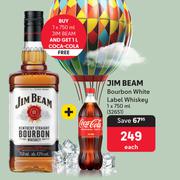 Jim Beam Bourbon White Label Whisky-750ml Each