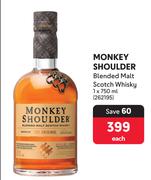 Monkey Shoulder Blended Malt Scotch Whisky-750ml Each