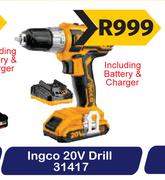 Ingco 20V Drill 31417