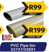 PVC Pipe 6m 50mm 33747/33691