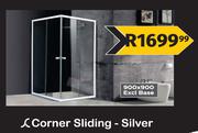 Corner Sliding Silver 900 x 900 Excl Base