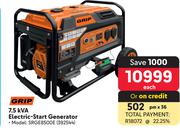 Grip 7.5 KVA Electric Start Generator SRGE8500E-Each