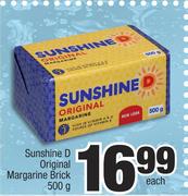 Sunshine D Original Margarine Brick-500g Each