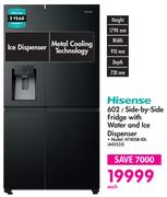 Hisense 602L Side-by-Side Fridge with Water & Ice Dispenser - H780SB-IDL