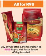 2 x Fatti's & Moni's Pasta 1Kg Plus Royco Wet Pasta Sauce 400g Assorted-All For