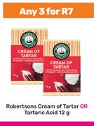 Robertsons Cream Or Tartar Or Tartaric Acid-For Any 3 x 12g