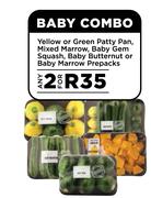 Yellow Or Green Patty Pan,Mixed Marrow,Baby Gem Squash,Baby Butternut Or Baby Marrow Prepacks-For 2