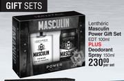 Lentheric Masculin Power Gift Set EDT 100ml Plus Deodorant Spray 150ml-Per Set