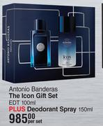 Antonio Banderas The Icon Gift Set EDT 100ml Plus Deodorant Spray 150ml-Per Set