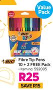 BIC Fibre Tip Pens 10+2 Free Pack