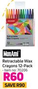 MonAmi Retractable Wax Crayons 12-Pack