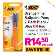 BIC Orange Fine Ballpoint Pens 2-Pack (Black/Blue Or Red)-Per Pack
