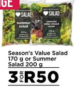Season's Value Salad 170g or Summer Salad 200g- For 3