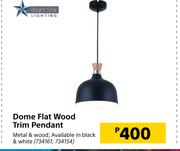 Bright Star Lighting Dome Flat Wood Trim Pendant