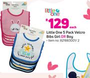 Little One 5 Pack Velcro Bibs Girl Or Boy-Each