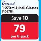 Consol 270ml Hiball Glasses-Per 6-Pack