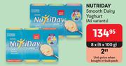 Nutriday Smooth Dairy  Yoghurt (All Variants)-8 x 6 x 100g