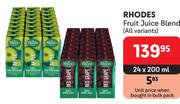 Rhodes Fruit Juice Blend(All Variants)-24 x 200ml