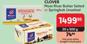 Clover Mooi River Butter Salted Or Springbok Unsalted-20 x 500g
