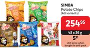 Simba Potato Chips (All Variants)-48 x 36g