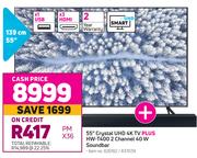 Samsung 55"(139cm) Crystal UHD 4K TV Plus HW-T400 2 Channel 40W Soundbar