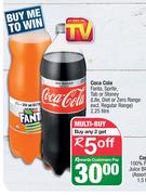 Coca Cola Fanta,Sprite,Tab Or Stoney(Lite,Diet Or Zero Range Excl.Regular Range)-Any 2 x 2.25L