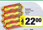 Savemor Lemon Cream Biscuits-For 4 x 150g