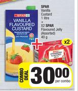 Spar Vanilla Custard 1L + X2 Spar Flavoured Jelly 40g-Per Combo