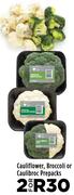 Cauliflower, Broccoli Or Caulibroc Prepacks-For 2