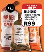 1 x Potato Pocket 7 Kg/ 1 x Onion Bag 3 Kg/ 1 x Carrot Bag 3Kg Combo-Per Combo 