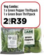 Veg Combo: 1 x Green Pepper Thriftpack, 1 x Green Bean Thriftpack-For 2