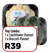 Veg Combo: 1 x Cauliflower Punnet, 1 x Broccoli Punnet
