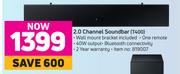 Samsung 2.0 Channel Soundbar T400