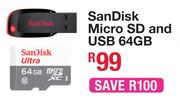 SanDisk Micro SD And USB 64GB