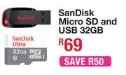 SanDisk Micro SD And USB 32GB