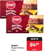 Wimpy Burger Patties-540g Each