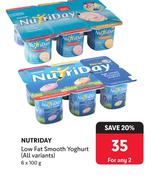 Nutriday Low Fat Smooth Yoghurt(All Variants)-For Any 2 x 6 x 100g