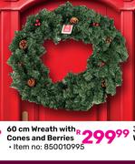 60cm Wreath With Cones & Berries
