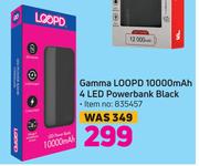 Gamma LOOPD 10000 Mah 4 LED Powerbank Black